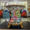 Danny's Fine Porcelain Porcelain Cachepot with Ormolu Base-Tobacco Leaf A Vibrant Porcelain Cachepot