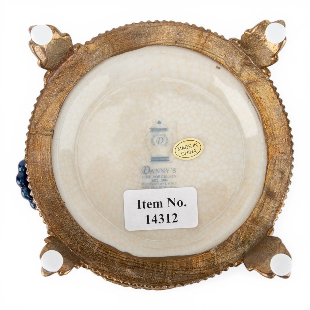 Danny's Fine Porcelain Porcelain Cachepot with Ormolu Base-Tobacco Leaf A Vibrant Porcelain Cachepot
