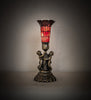 13" High Stained Glass Pond Lily Twin Cherub Accent Lamp