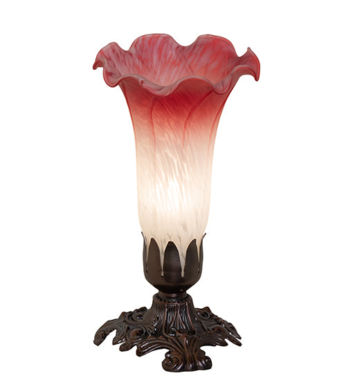 8" High Pink/White Tiffany Pond Lily Victorian Accent Lamp