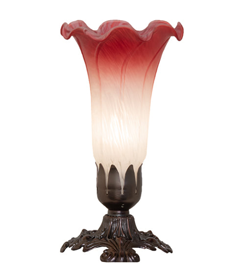 8" High Pink/White Tiffany Pond Lily Victorian Accent Lamp