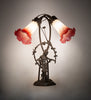 17" High Pink/White Tiffany Pond Lily 2 Light Trellis Girl Accent Lamp