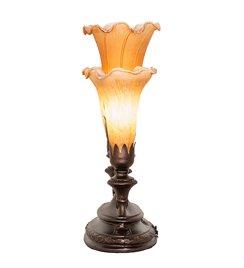 13" High Amber Tiffany Pond Lily 3 LT Mantelabra Accent Lamp