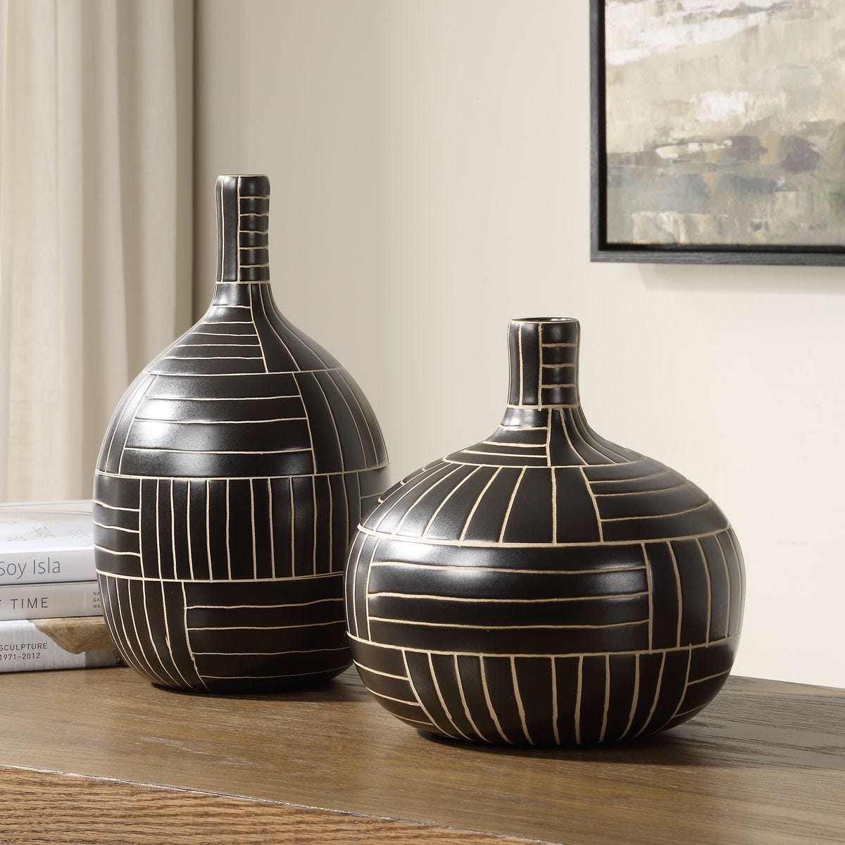 Uttermost Graphite Stride Vases, S/2 - CLOSEOUT