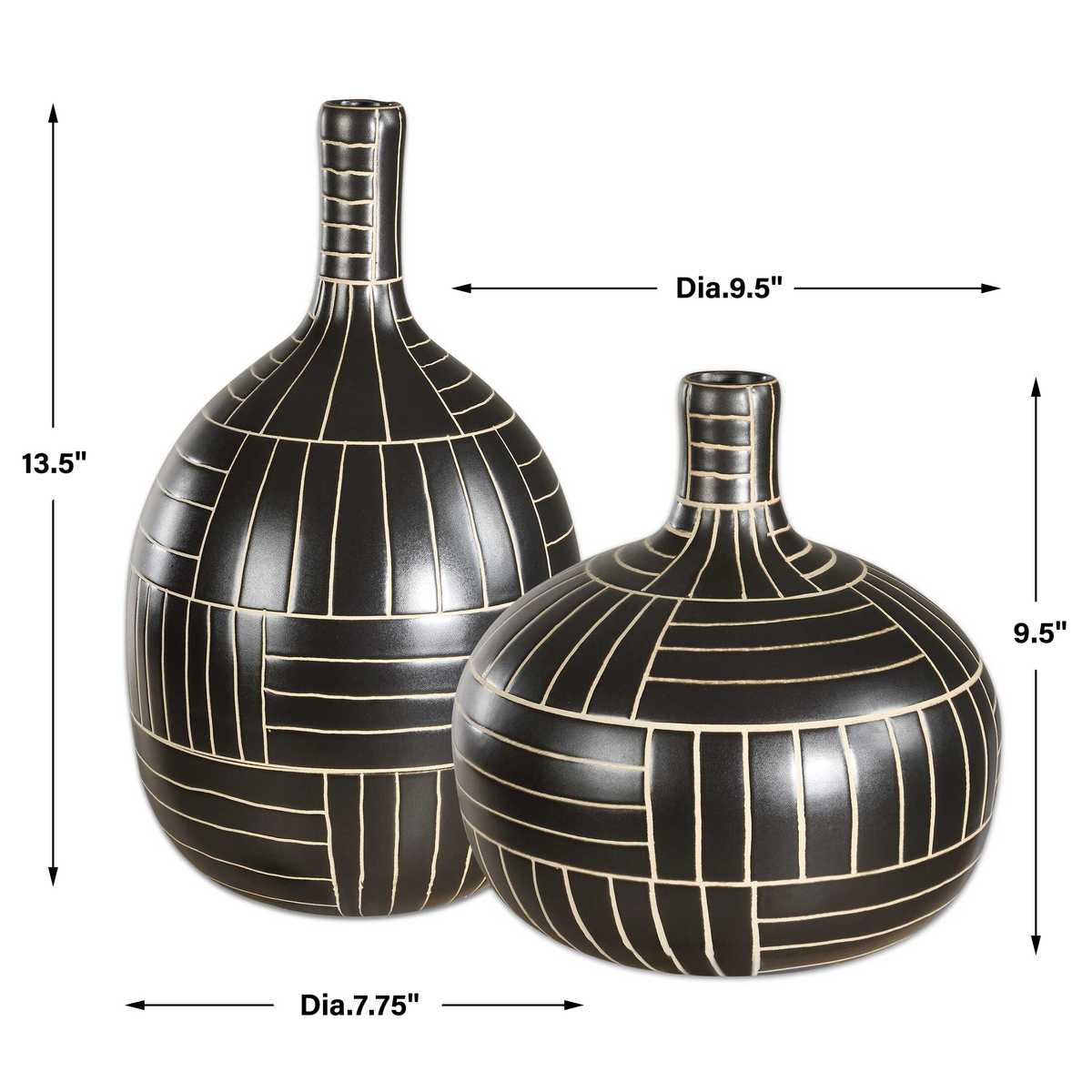 Uttermost Graphite Stride Vases, S/2 - CLOSEOUT