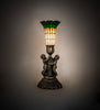13" High Stained Glass Pond Lily Twin Cherub Accent Lamp