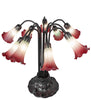 24" High Seafoam/Cranberry Tiffany Pond Lily 10 LT Table Lamp