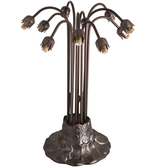 24" High Seafoam/Cranberry Tiffany Pond Lily 10 LT Table Lamp