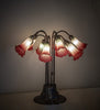 24" High Seafoam/Cranberry Tiffany Pond Lily 10 LT Table Lamp