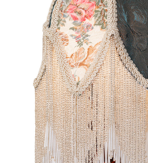14" High Fabric & Fringe Roses Accent Lamp