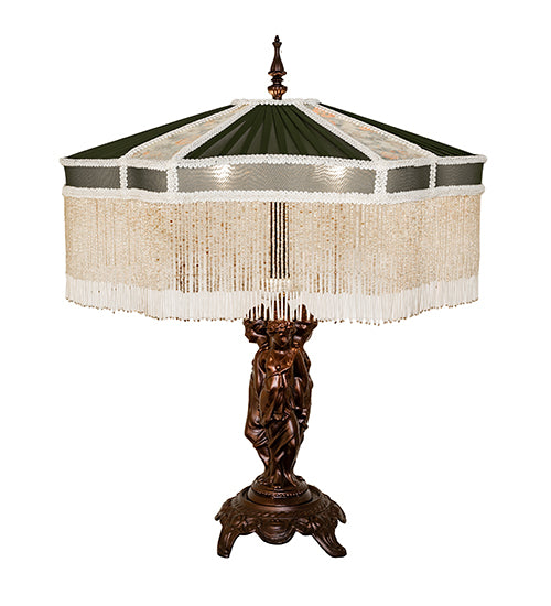 28" High Fabric & Fringe Persian Table Lamp