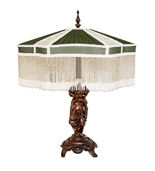 28" High Fabric & Fringe Persian Table Lamp