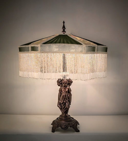 28" High Fabric & Fringe Persian Table Lamp