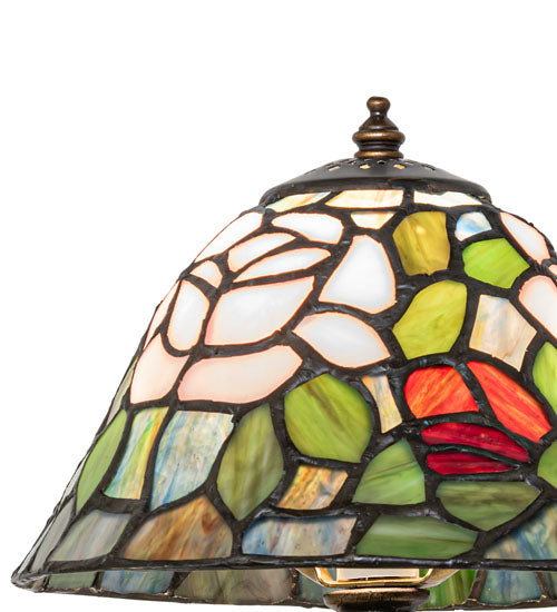 12" High Tiffany Rosebush Cherub Accent Lamp