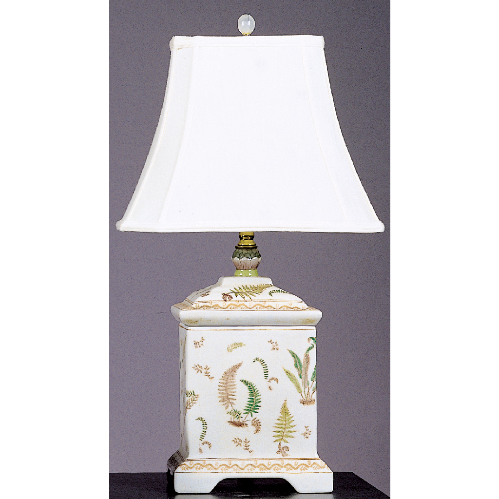 Danny's Fine Porcelain 25" Rect Cover Jar Lamp - Fern