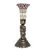 13" High Stained Glass Pond Lily Twin Cherub Accent Lamp