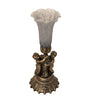 13" High Gray Tiffany Pond Lily Twin Cherub Accent Lamp