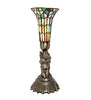 13" High Stained Glass Pond Lily Twin Cherub Mini Lamp