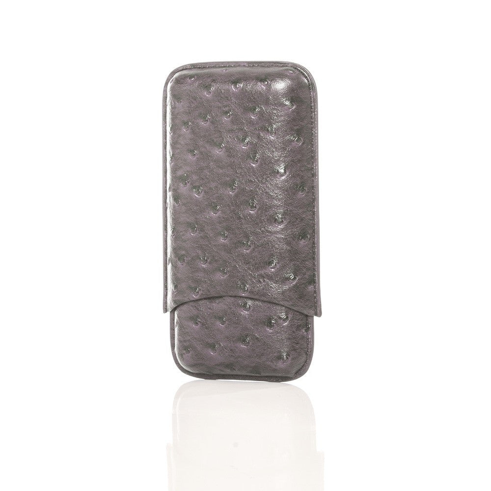 Keep it Fresh Cigar Holder Triple In Ostrich Leather Grey Ostrich