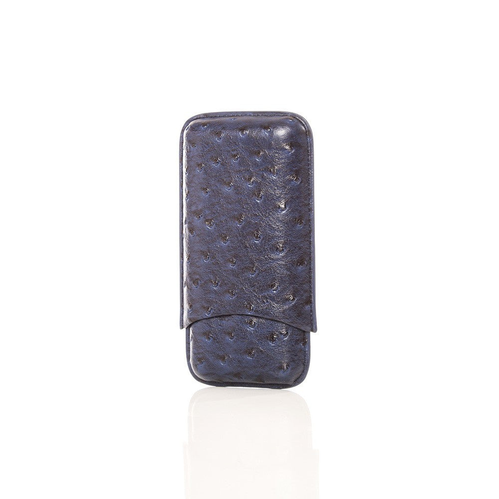 Keep it Fresh Cigar Holder Triple In Ostrich Leather Blue Ostrich
