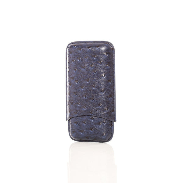 Keep it Fresh Cigar Holder Triple In Ostrich Leather Blue Ostrich