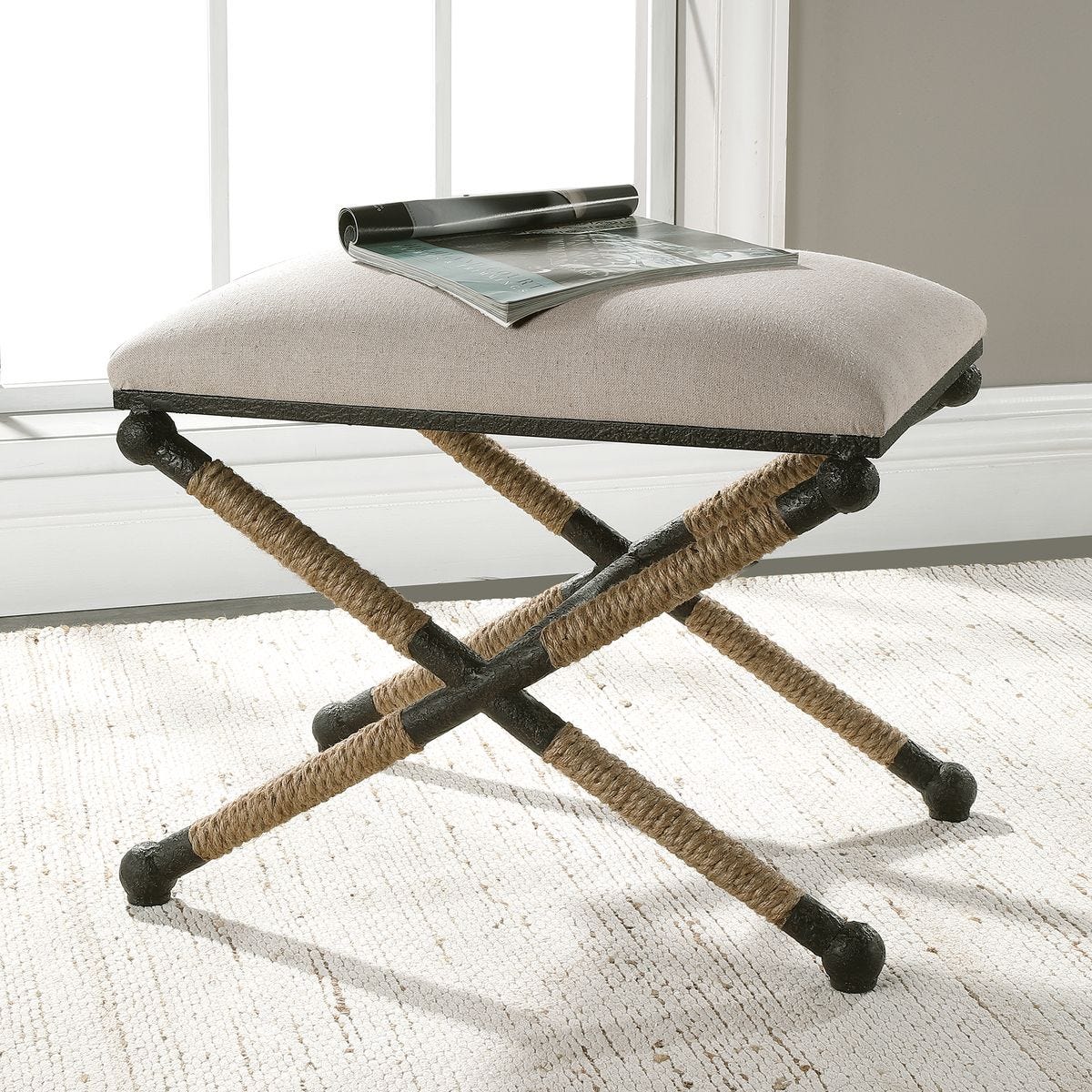Uttermost Firth Small Bench, Oatmeal - CLOSEOUT