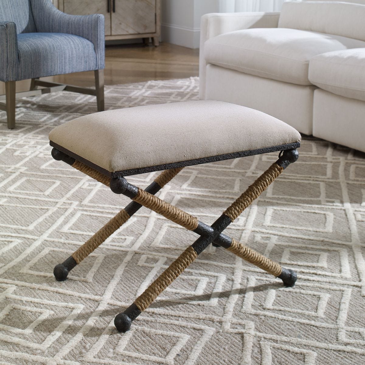 Uttermost Firth Small Bench, Oatmeal - CLOSEOUT