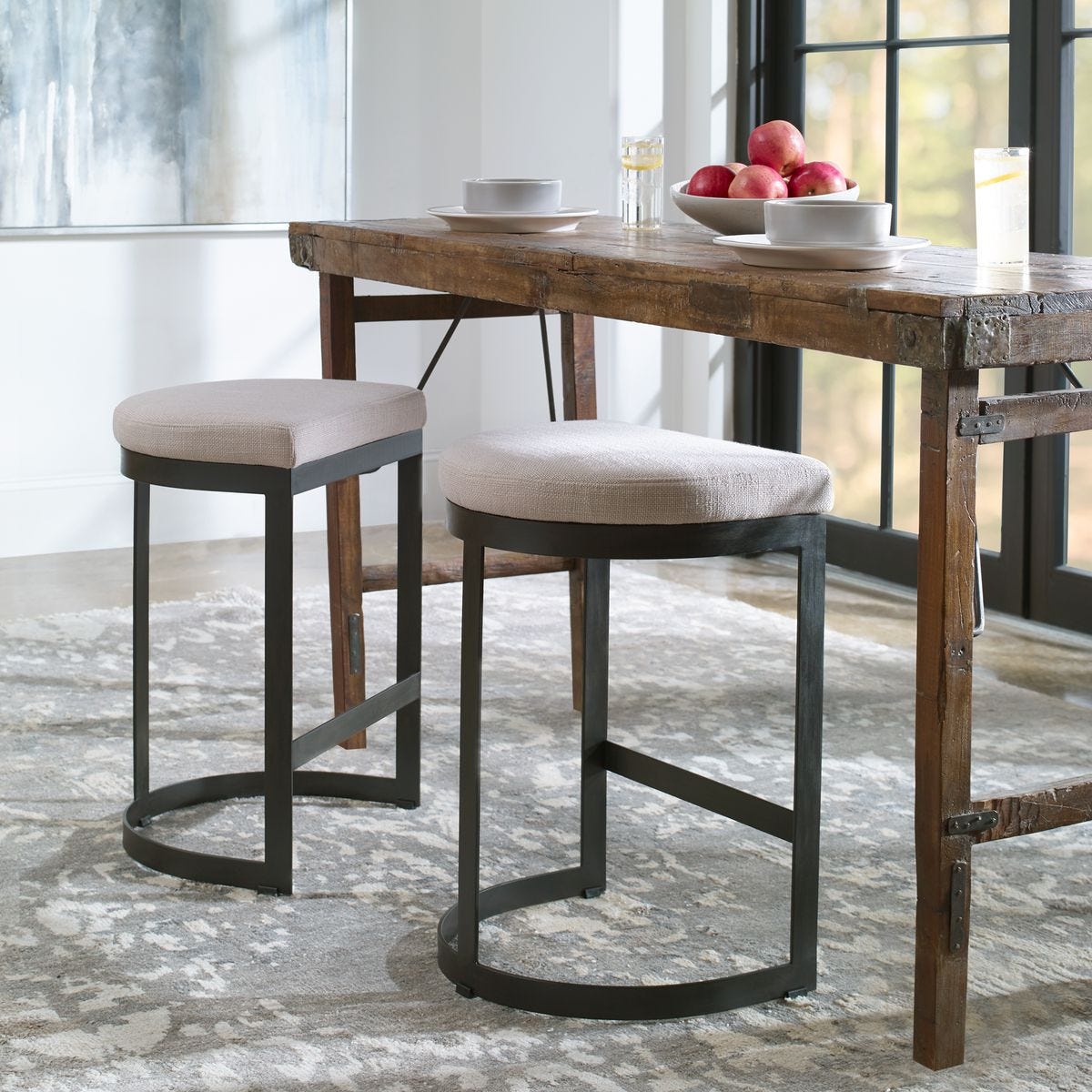 Uttermost Ivanna Counter Stool, Black - Beige - CLOSEOUT