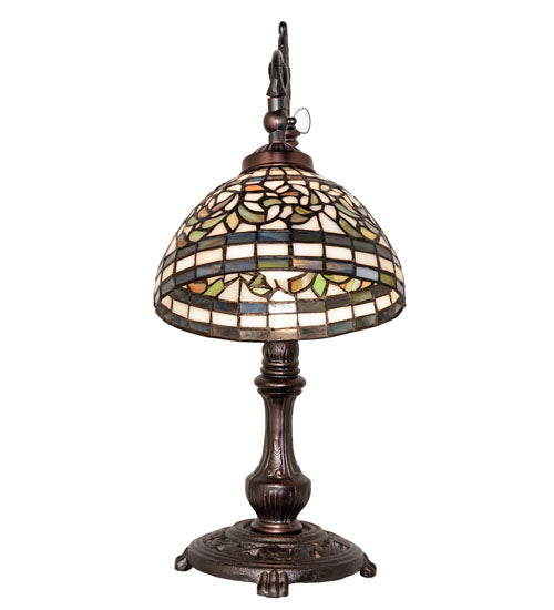 20" High Tiffany Turning Leaf Bridge Arm Table Lamp