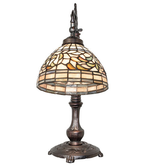 20" High Tiffany Turning Leaf Bridge Arm Table Lamp