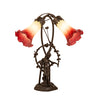 17" High Seafoam/Cranberry Tiffany Pond Lily 2 Light Trellis Girl Accent Lamp