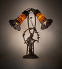 17" High Stained Glass Pond Lily 2 Light Trellis Girl Accent Lamp