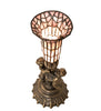 13" High Stained Glass Pond Lily Twin Cherub Accent Lamp