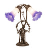 17" High Blue/White Pond Lily 2 Light Trellis Girl Table Lamp