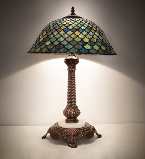 15" High Stained Glass Pond Lily Accent Lamp