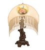 23" High Reverse Painted Roses Fabric with Fringe Table Lamp
