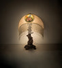 23" High Reverse Painted Roses Fabric with Fringe Table Lamp