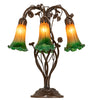 18" High Amber/Green Tiffany Pond Lily 6 Light Table Lamp