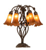 18" High Amber Tiffany Pond Lily 6 Light Table Lamp