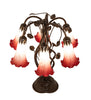 18" High Red/White Tiffany Pond Lily 6 Light Table Lamp