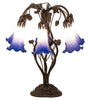 18" High Blue/White Pond Lily 6 Light Table Lamp