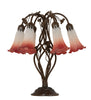 19" High Pink/White Tiffany Pond Lily 6 Light Table Lamp