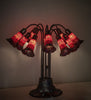 24" High Stained Glass Pond Lily 10 Light Table Lamp