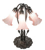 16" High Pink Tiffany Pond Lily 5 Light Table Lamp