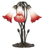 16" High Pink/White Tiffany Pond Lily 5 Light Table Lamp