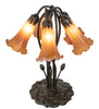 16" High Amber Tiffany Pond Lily 5 Light Table Lamp