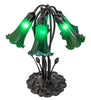 16" High Green Tiffany Pond Lily 5 Light Table Lamp