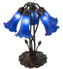 16" High Blue Tiffany Pond Lily 5 Light Table Lamp