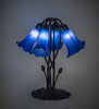 16" High Blue Tiffany Pond Lily 5 Light Table Lamp