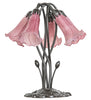16" High Lavender Tiffany Pond Lily 5 Light Table Lamp